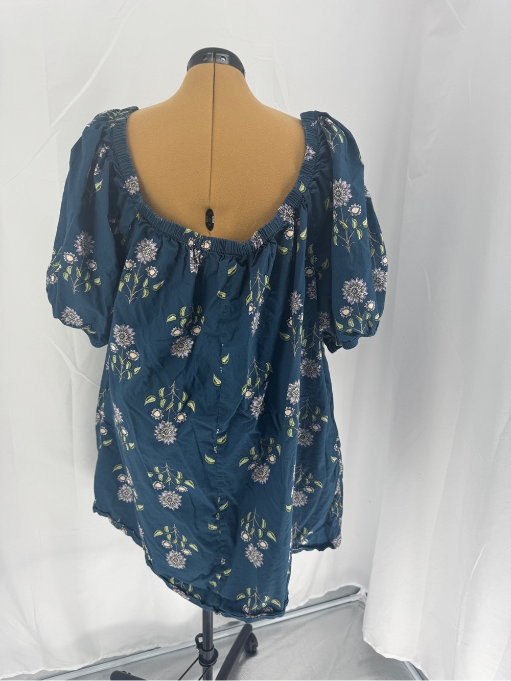 Off-Shoulder Floral Mini Dress in Navy EUC 0159 - Picture 3 of 4